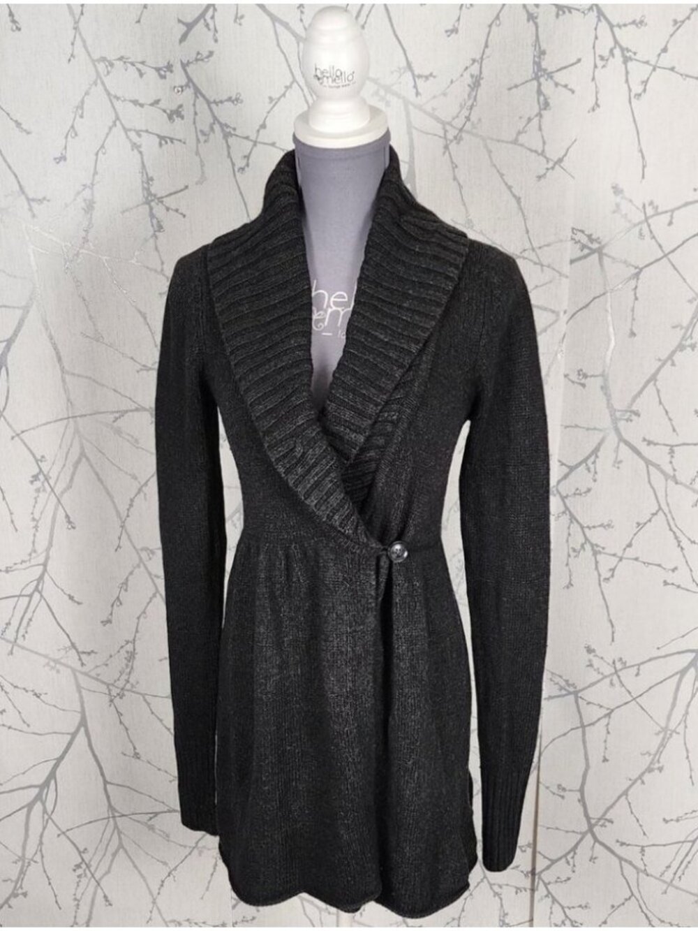 Talula Heathered Black Mulberry Cape Collar Wrap Cardigan
